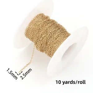 Détail de chaîne O en acier inoxydable doré 1,5x2,5mm sur bobine pour bijoux DIY