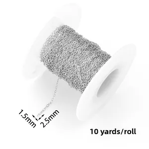 Détail de la chaîne en acier inoxydable 1,5x2,5mm sur bobine blanche pour bijoux