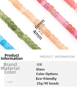 Macro shot of 6mm x 4mm floral pattern glass beads for DIY jewelry making accessories