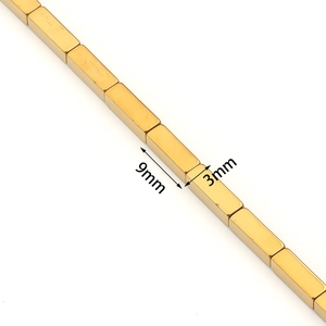 Polished gold rectangular hematite beads 9mm x 3mm for DIY jewelry making and crafts