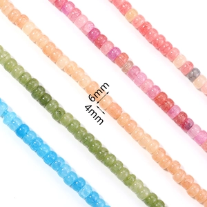 Flat oval 6x4mm glass beads with floral pattern for DIY jewelry making in multi-color sets