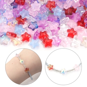 Cuentas de estrella translúcidas de colores con purpurina para joyería DIY y pulseras