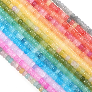 Polished colorful floral glass abacus spacer beads for DIY jewelry making in rainbow mix