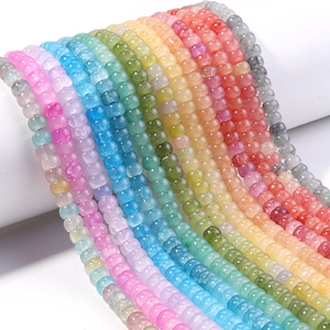 Macro shot of colorful glass abacus beads strands for DIY jewelry making accessories