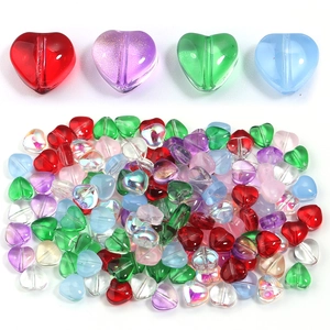 Colorful gradient glass heart beads for DIY jewelry making and craft supplies