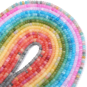 Macro shot of colorful translucent floral glass beads for DIY jewelry making