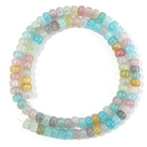 Macro view of multi-color semi-transparent glass beads with natural ice crack texture
