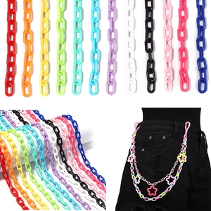 Colorful acrylic link chain for DIY bags and fashion accessories shown in various colors
