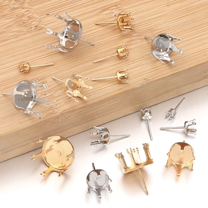 Bases de boucles d'oreilles couronne en or et argent pour la création de bijoux DIY