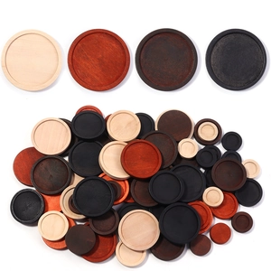 Retro round wooden jewelry trays in four colors for DIY handcrafted stone settings