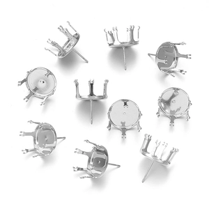 Base de boucles d'oreilles argentée à six griffes pour la création de bijoux DIY