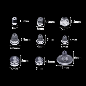 Clear silicone earring backs set in plum and bullet shapes for DIY jewelry making