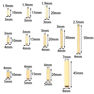 Perles tubulaires rectangulaires dorées en différentes tailles pour bijoux DIY