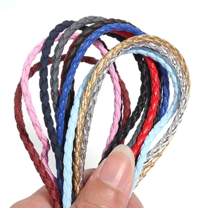 Colorful 3mm braided PU leather cords for DIY jewelry making in multiple vibrant colors