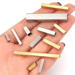 Perles rectangulaires en acier inoxydable poli or et argent pour création de bijoux