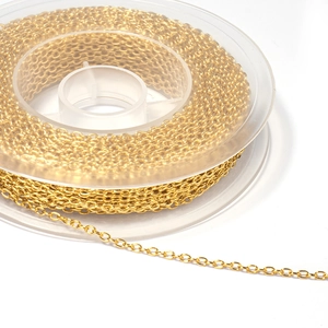 DIY jewelry making kit with golden stainless steel O-chain roll and lobster clasps