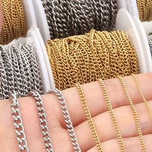 Comparison of various sizes of gold and silver curb chains for DIY jewelry making