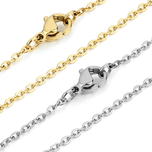 Gold and silver stainless steel cable chain set with lobster clasps for DIY jewelry making