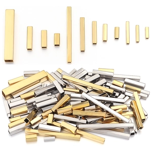 Tubes d'espacement rectangulaires en acier inoxydable poli pour bijoux DIY or et argent