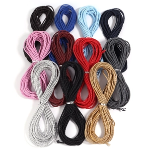 Detail view of 12-color 3mm braided PU leather cords for DIY jewelry making accessories