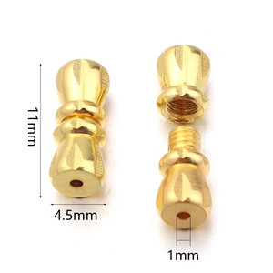 11mm gold-plated brass peanut screw clasp for DIY jewelry with 1mm inner hole and textured finish