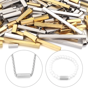 Perles en tube d'acier inoxydable poli pour bijoux DIY en finitions or et argent