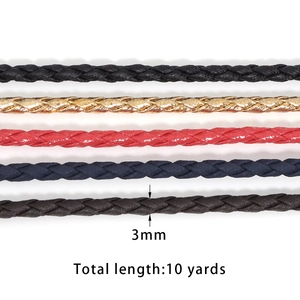3mm braided PU leather cord set in five colors for DIY jewelry making 10 yards