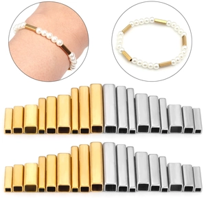 Tubes d'espacement carrés en acier inoxydable or et argent pour la création de bijoux