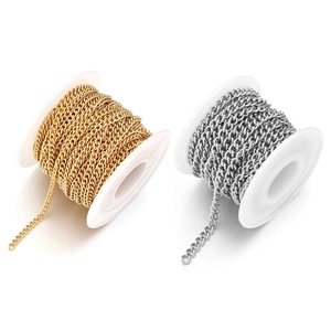 Bulk gold and silver curb chain spools for DIY jewelry making and handmade accessory design