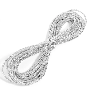 Silver braided 3mm PU leather cord for DIY jewelry making and handmade accessories