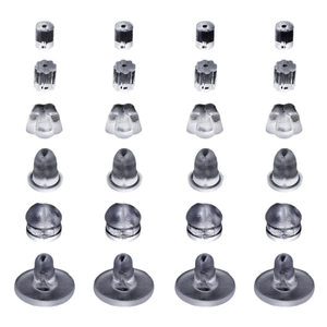 Set of 24 pieces silicone and metal earring backs in diverse shapes for DIY jewelry