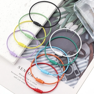Colorful 16cm woven steel wire keychains with non-slip spiral locks in nine bright colors