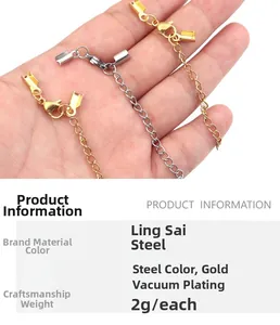Detailed view of gold and steel vacuum plated stainless steel clasps with weight data