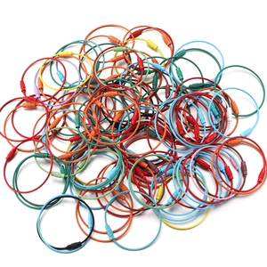 Colorful PVC coated stainless steel wire keychains with secure screw locks for DIY crafts