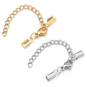 Gold and silver stainless steel lobster clasp and extension chain jewelry set