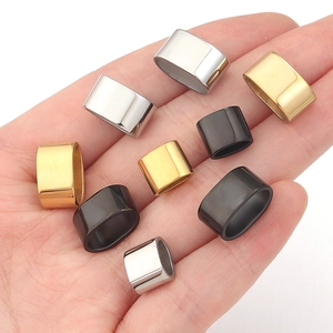 Anillos tubulares de acero inoxidable pulido en oro, plata y negro para joyería artesanal