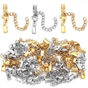 Stainless Steel Lobster Clasp Extension Chain Cord End Cap DIY Jewelry Findings For Bracelet Necklace Making Components