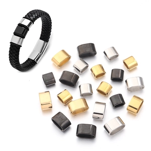 Terminal de Acero Inoxidable Conector para Cordón de Cuero DIY Accesorios de Joyería Pulido Espejo Cuenta Espaciadora Pulsera