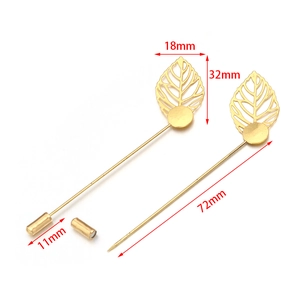 Makroaufnahme goldener 72mm Blattnadeln mit detaillierten 18x32mm Blatt-Abmessungen