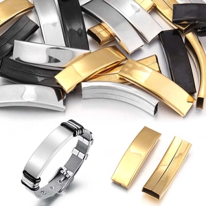 Stainless Steel Curved Pipe Beads For DIY Leather Bracelet Making Electroplated Metal Tube Slider Clasp Jewelry Connectors Findings