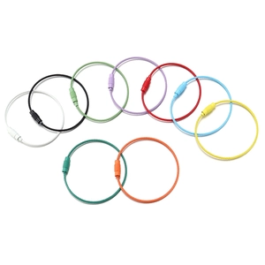 Set of 9 colorful PVC coated stainless steel wire keychains with secure screw locks