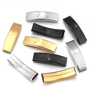 Polished stainless steel curved tube beads in gold, silver, and black for jewelry DIY