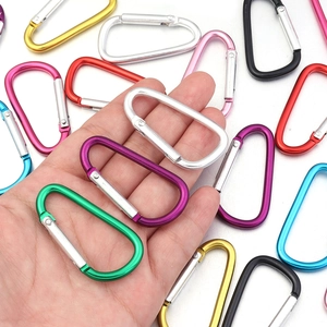 Aluminum D-ring carabiner clips in multiple colors for keychains and outdoor gear