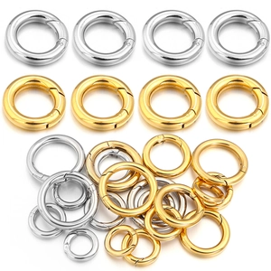 Stainless Steel Round Spring Ring Clasp Gold Silver Plated Connection Buckle For DIY Handmade Necklace Bracelet Finding