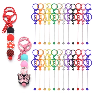 DIY Portachiavi a Asta Metallica per Perline Accessori in Ferro Colorato Anello con Chiusura a Moschettone Componenti Gioielli