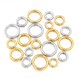 Stainless steel spring ring clasp set in gold and silver plating for DIY jewelry