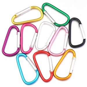 Assorted colorful D-ring aluminum carabiner clips for outdoor gear and keychains
