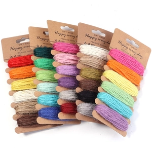 Colorful 3-ply braided jute rope set on kraft cards for creative DIY crafts and gift wrapping