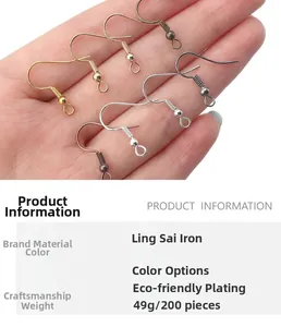 Vue détaillée de crochets d'oreilles en métal de cinq couleurs galvanisées pour DIY