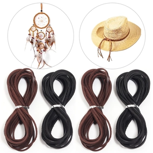 Flat faux leather cord set in brown and black for DIY dream catchers and hat decoration